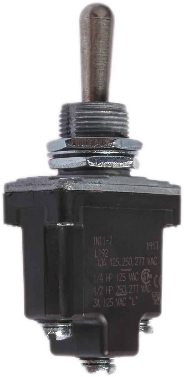 Honeywell Toggle Switch, Panel Mount, (On)-Off-(On), SPDT, Screw Terminal