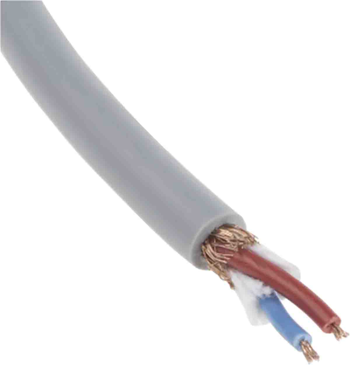 RS PRO 2 Core Microphone Cable, 0.22 mm² CSA Screened, 5.15mm od, 25m, Grey