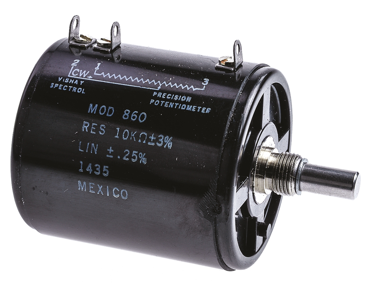 Vishay 860 10kΩ Rotary Potentiometer 10-Turns 1-Gang Panel Mount, 860B1103