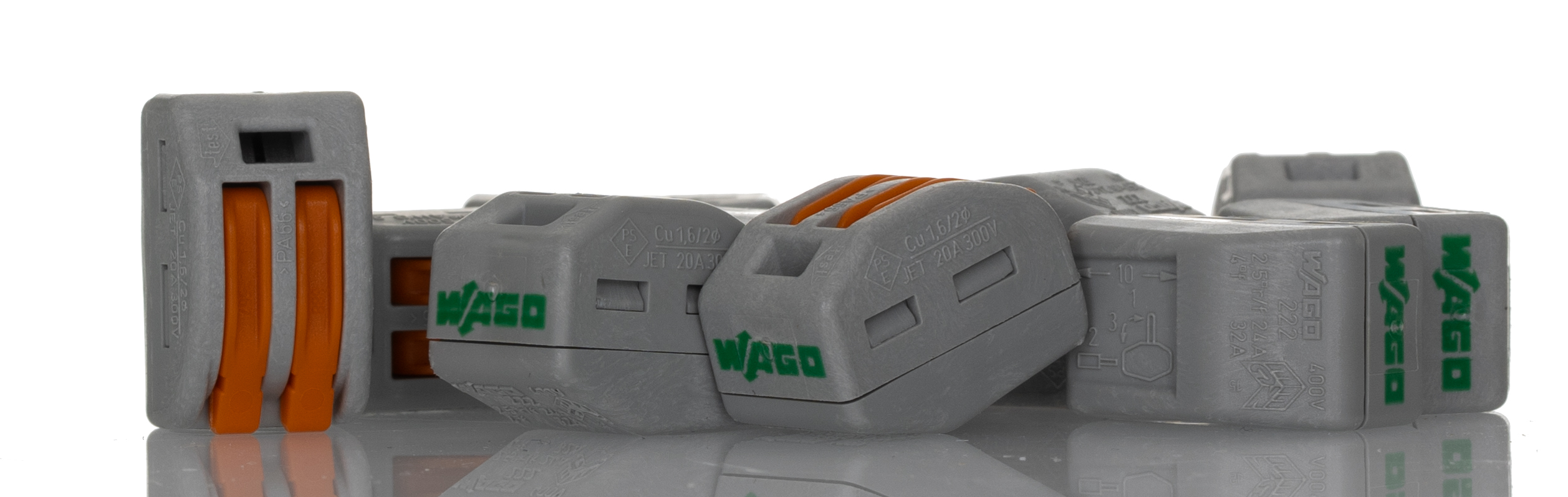 WAGO 222 Series Lever Connector, 2-Way, 32A, 28 → 12 AWG Wire, Cage Clamp Termination