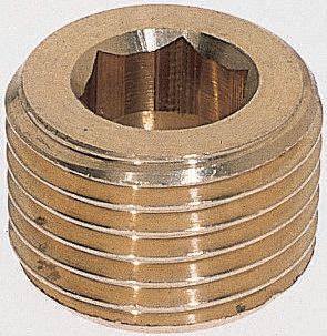 Legris Brass Pipe Fitting, Straight Threaded Plug, Male R 1/2in