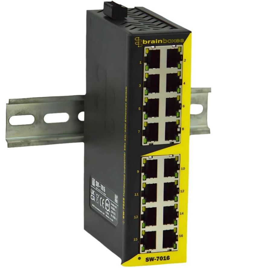 Brainboxes SW-7016, Unmanaged 16 Port Network Switch