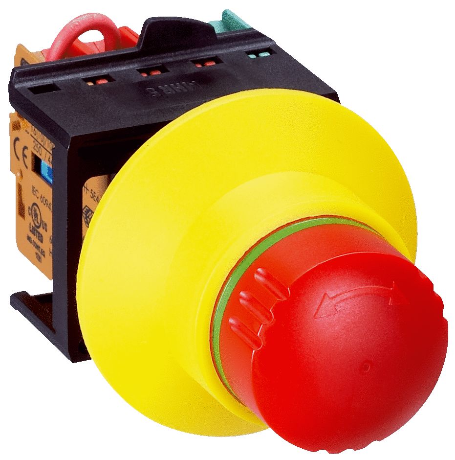 SICK ES21 Series Turn Release Emergency Stop Push Button, Panel Mount, 22mm Cutout, 2NC/1NO, IP65