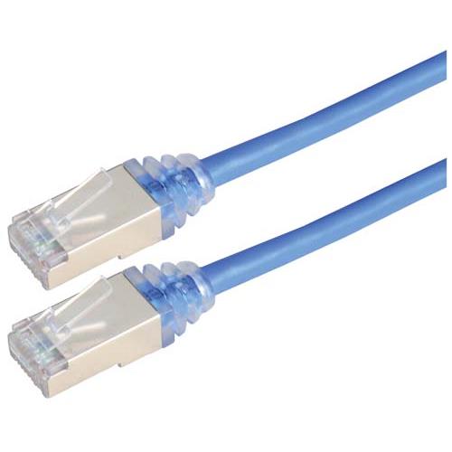 L-ComTRD, 3ft Cat6a, Blue RJ45 to Male RJ45 Male, Copper Braid Shielded, Terminated PVC Sheath