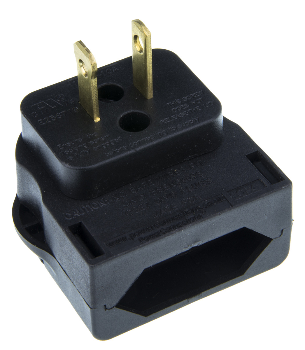 PowerConnections Europe to USA Mains Connector Converter, Rated At 10A