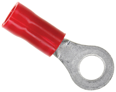 TE Connectivity, PLASTI-GRIP Insulated Ring Terminal, M4 Stud Size, 0.26mm² to 1.65mm² Wire Size, Red