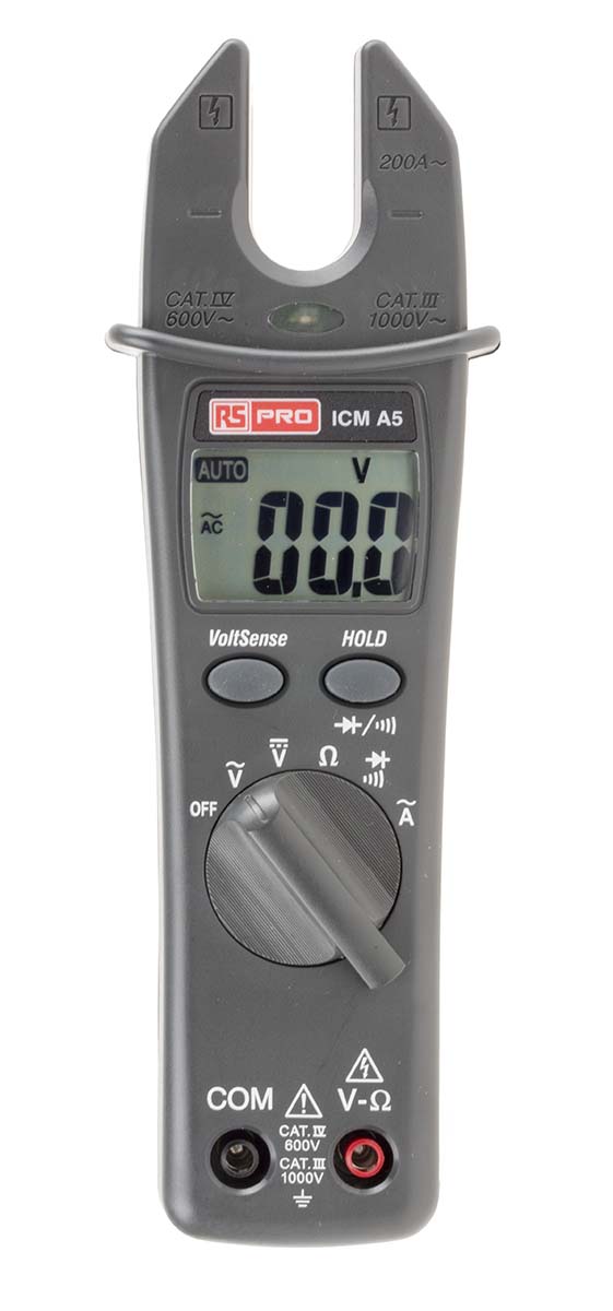 RS PRO ICMA5 Clamp Meter, Max Current 200A ac CAT III 1000V With UKAS Calibration