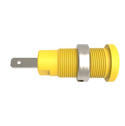 Schutzinger Yellow Female Banana Connector, 2mm Connector, Tab Termination, 10A, 600V, Nickel Plating