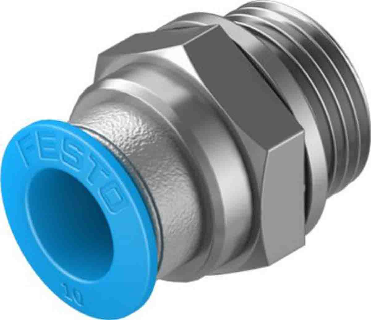 Festo Straight Threaded Adaptor, G 3/8 Male to Push In 10 mm, Threaded-to-Tube Connection Style, 132044