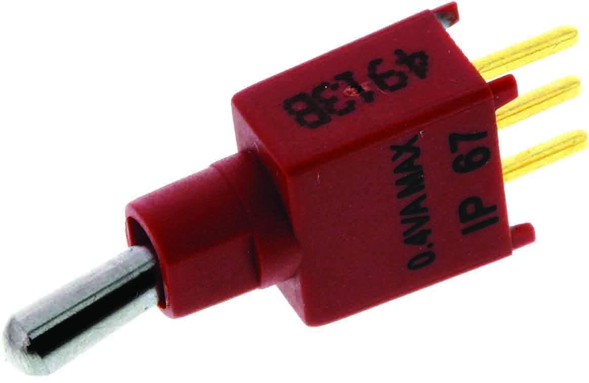 KNITTER-SWITCH Toggle Switch, PCB Mount, (On)-Off-(On), SPDT, Through Hole Terminal