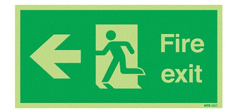 Polypropylene Fire Exit Left, Fire Exit, English, Exit Sign