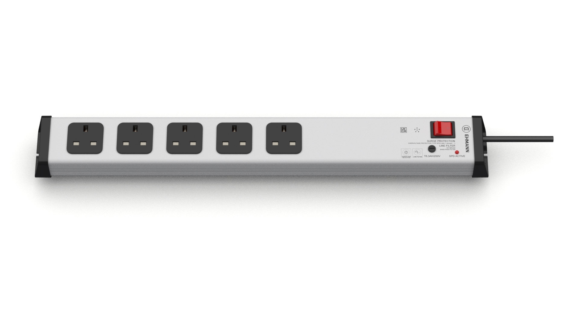 Bodo Ehmann Type G - British 5 Gang Power Distribution Unit, 1.5m Cable, 13A, 230 V, Fused, Surge Protected