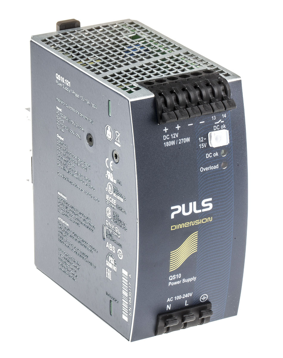 PULS DIMENSION Q Switched Mode DIN Rail Power Supply, 100 → 240V ac ac Input, 12V dc dc Output, 15A Output, 180W