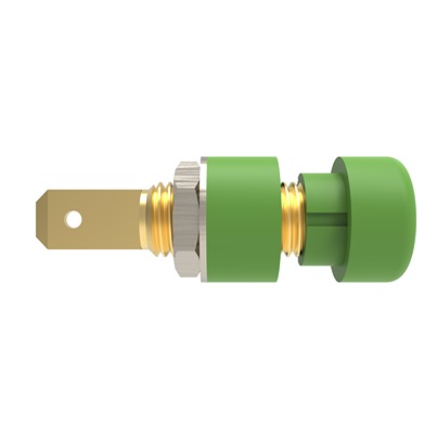 Schutzinger Green Female Banana Connector, 4 mm Connector, Cable Lug Termination, 32A, 30 V ac, 60 V dc, Gold Plating
