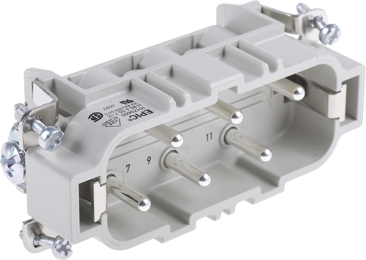 EPIC Heavy Duty Power Connector Insert, 35A, Male, H-BS Series, 12 Contacts