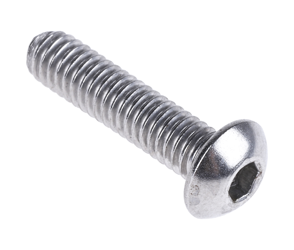 RS PRO Stainless Steel Hex Socket Button Screw, ISO 7380, M4 x 16mm