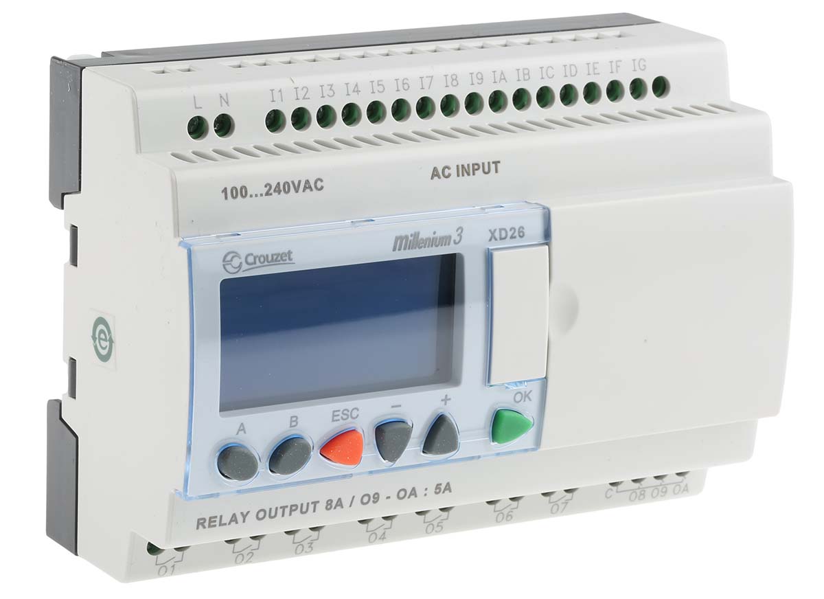 Crouzet Millenium 3 Series Logic Module, 230 V ac Supply, Relay Output, 16-Input, Digital Input