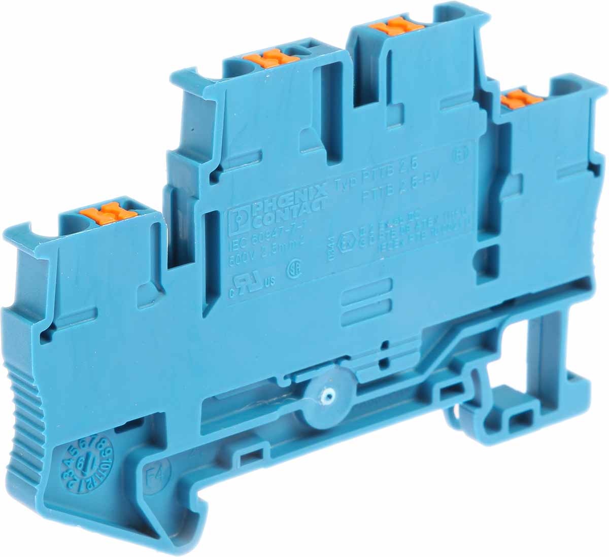 Phoenix Contact 3210570 PTTB 2.5 BU Series Blue, 0.14 → 4mm², Double-Level, Push In Termination, ATEX