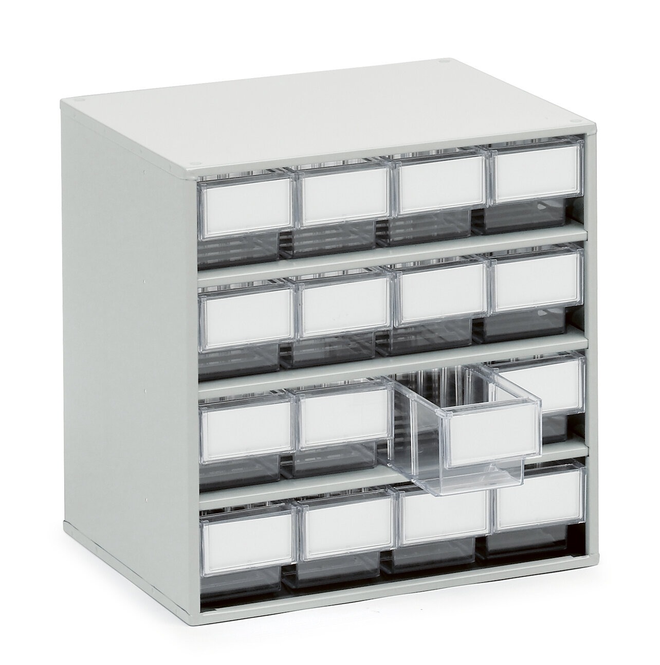 Treston 16 Drawer Storage Unit, Plastic, 395mm x 400mm x 300mm, Clear