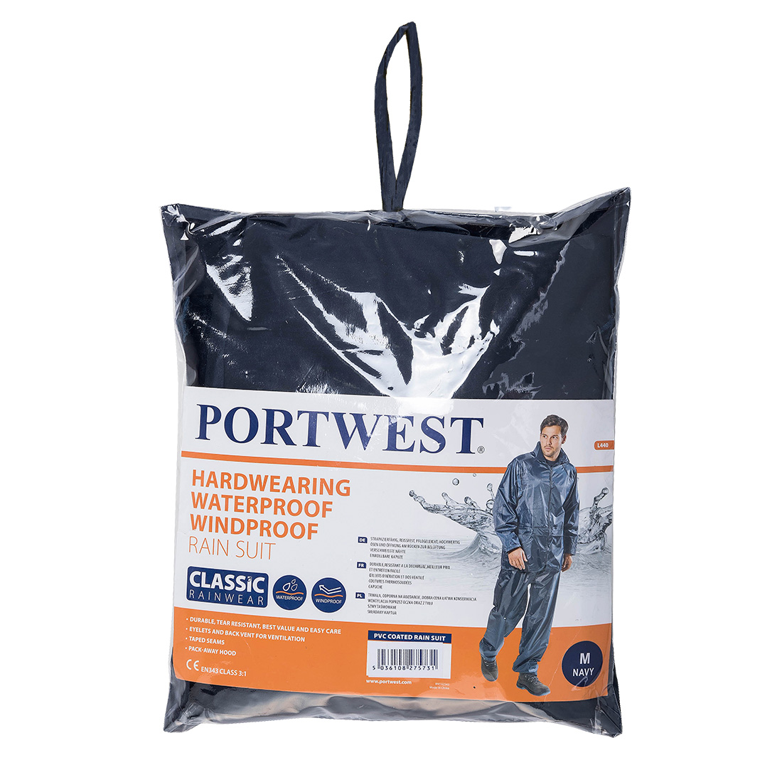 Portwest L440 Navy, Waterproof Rain Jacket, XL