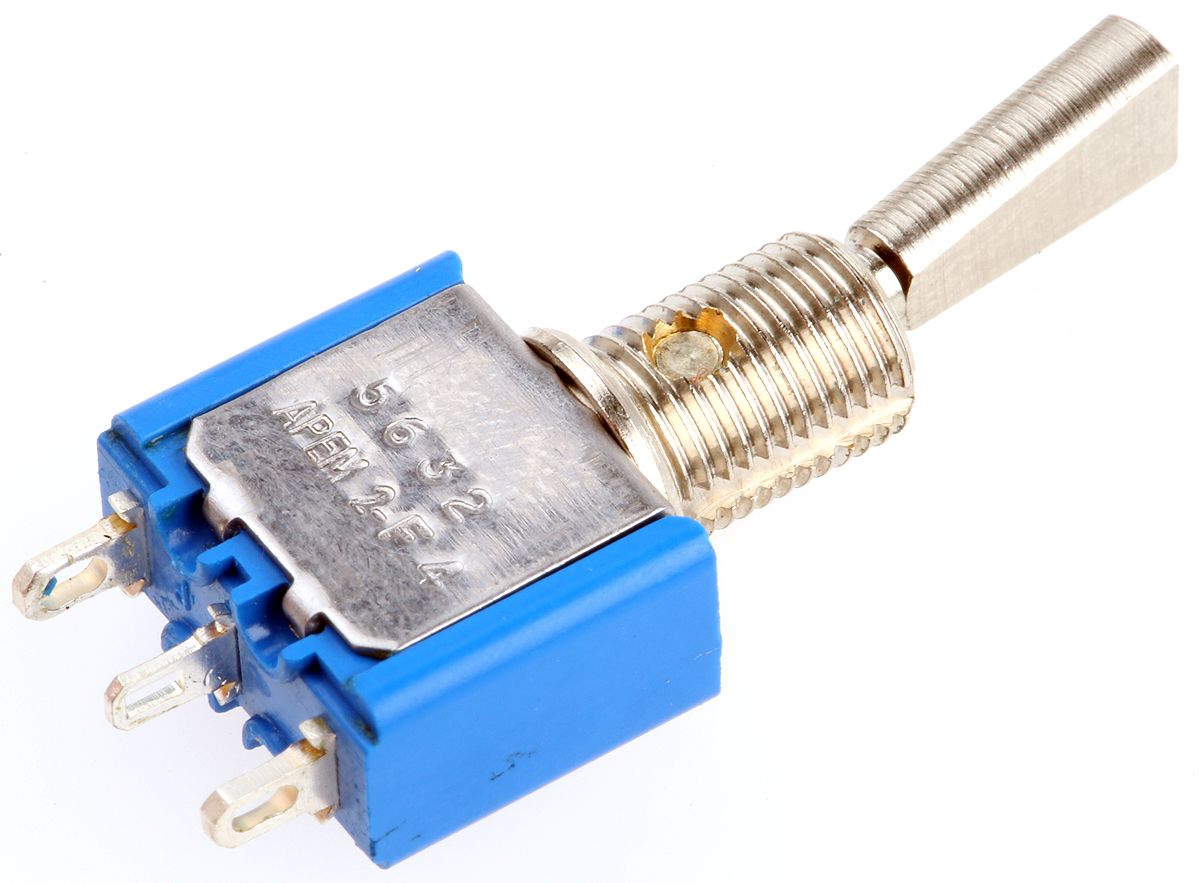 APEM Toggle Switch, Panel Mount, On-(On), SPDT, Solder Terminal