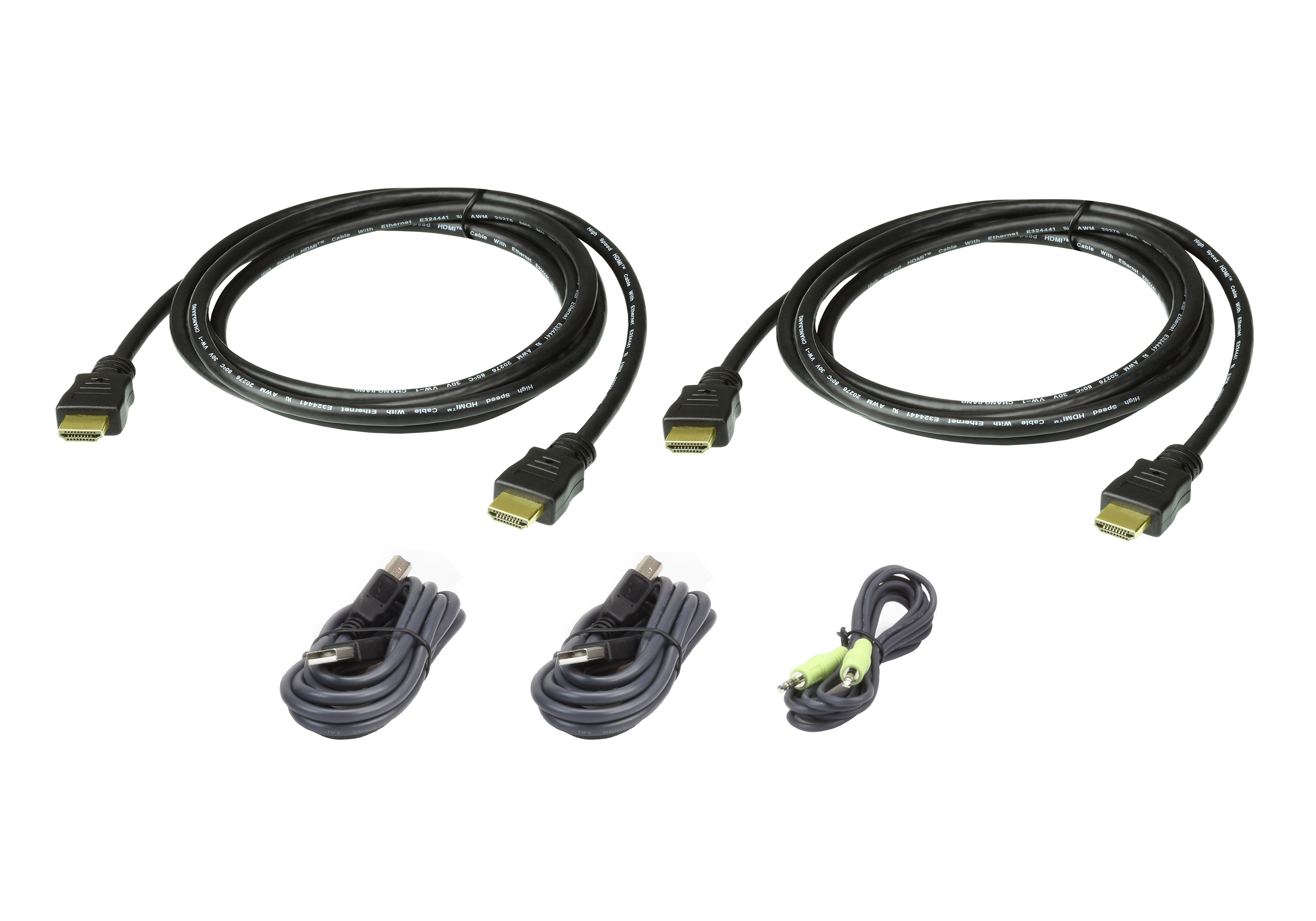 Aten Male 3.5mm Audio Jack, HDMI, USB A to Male 3.5mm Audio Jack, HDMI, USB B KVM Cable