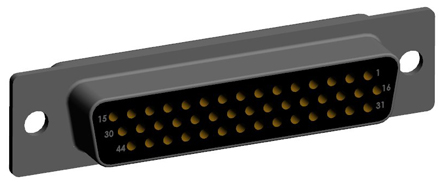 Norcomp SEAL-D 44 Way Plug-In Mount D-sub Connector Socket, 2.286mm Pitch
