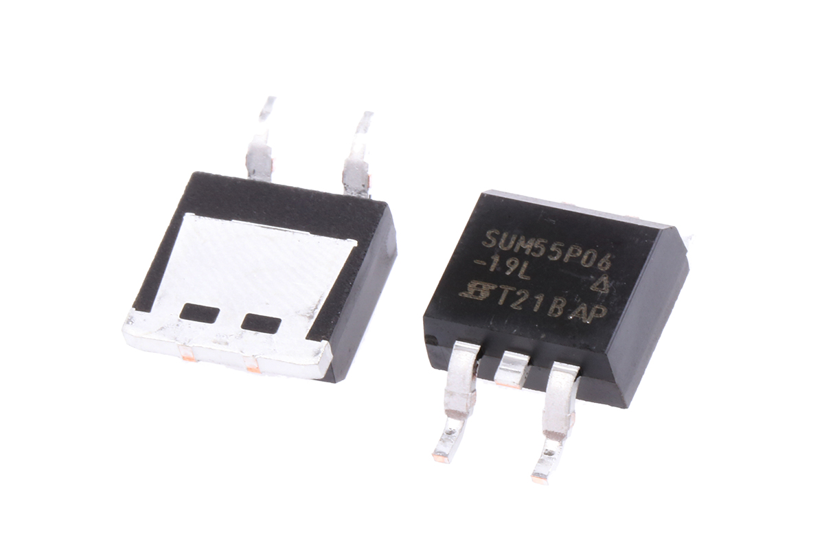Vishay SUM55P06-19L Type P-Channel MOSFET, 55 A, 60 V Enhancement, 3-Pin TO-263 SUM55P06-19L-E3