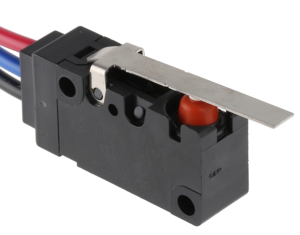 Omron Hinge Lever Micro Switch, Wire Lead Terminal, 3 A @ 125 V ac, SP-CO, IP67