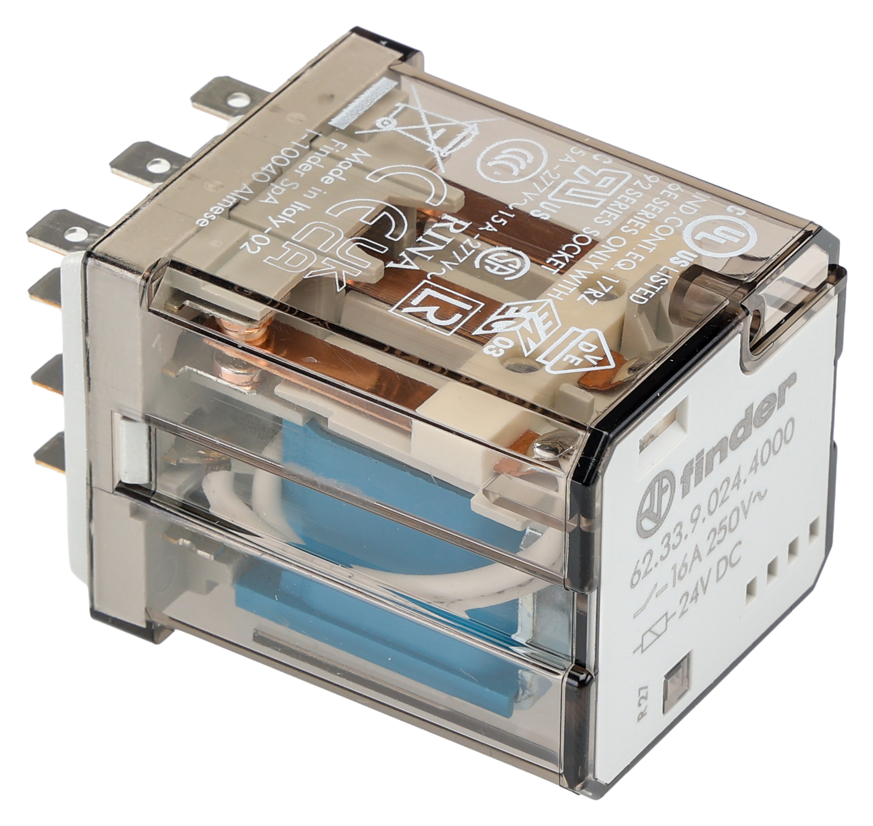 Finder Plug In Power Relay, 24V dc Coil, 16A Switching Current, 3PDT