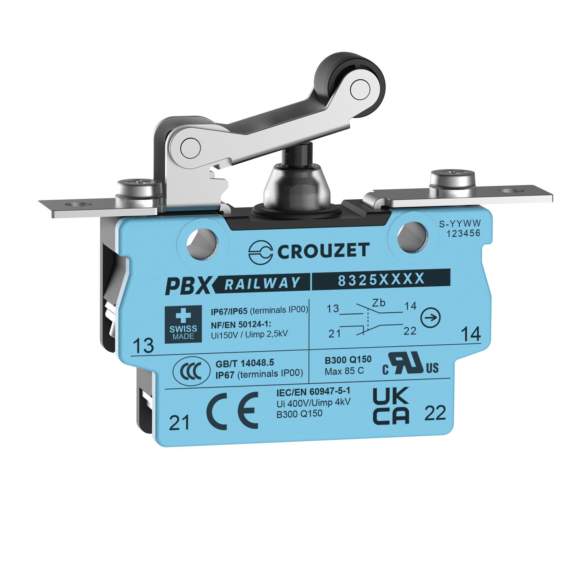 Crouzet Roller Lever Micro Switch, Screw Terminal, SPST, IP67