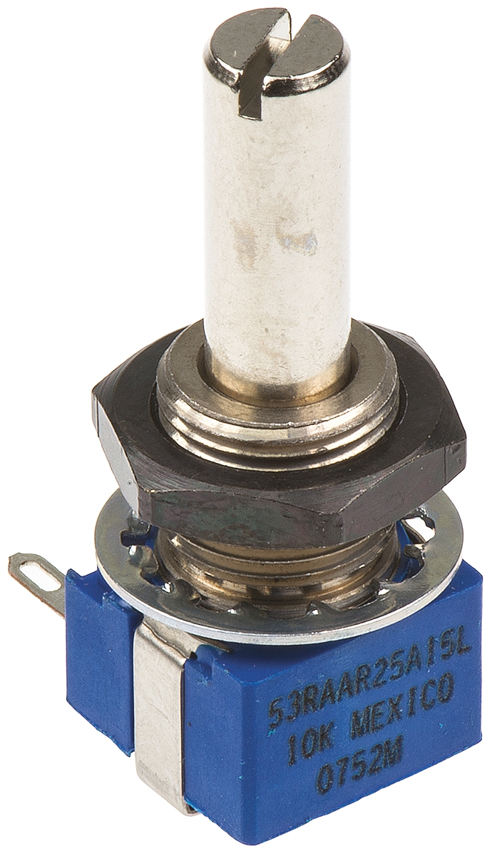 Bourns 53 10kΩ Rotary Potentiometer 1-Gang Panel Mount, 53RAA-R25-A15L
