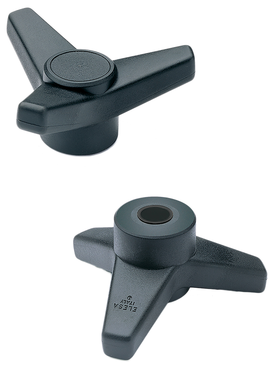 Elesa 65748 Black 3-Arm Clamping Knob, M16, Threaded Hole