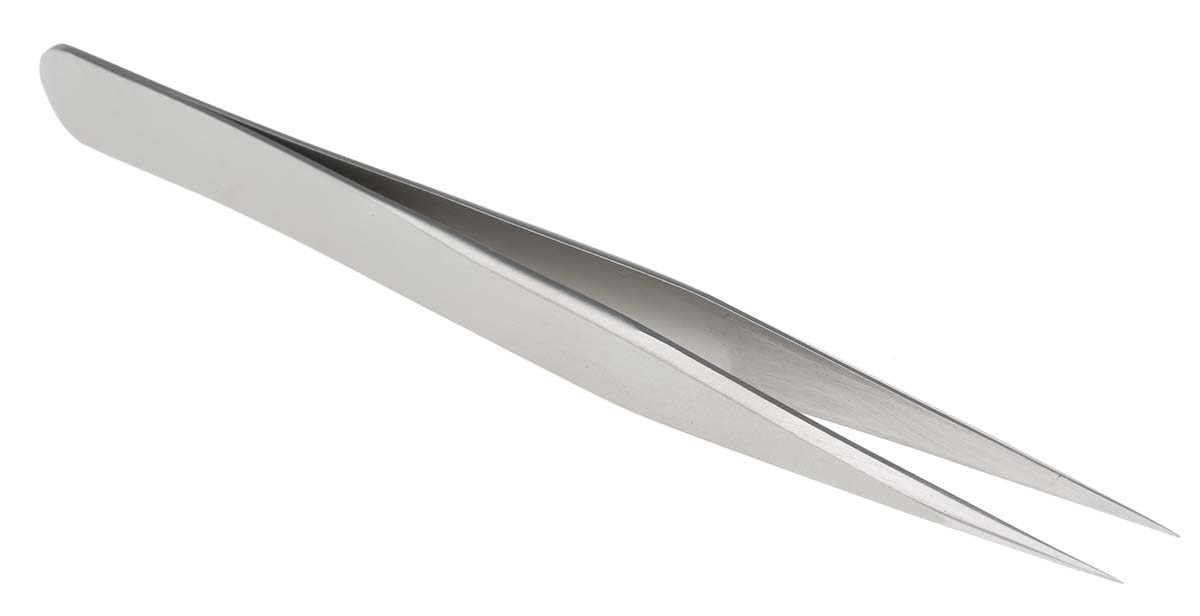 RS PRO 110 mm, Stainless Steel, Short, Tweezers