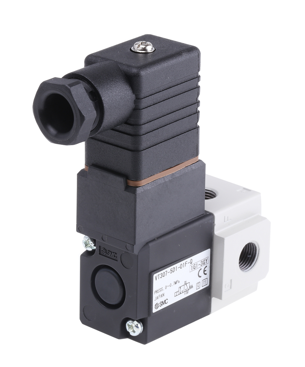 SMC 3/2 Pneumatic Solenoid Valve - Solenoid/Solenoid G 1/8 VT307 Series 24V dc