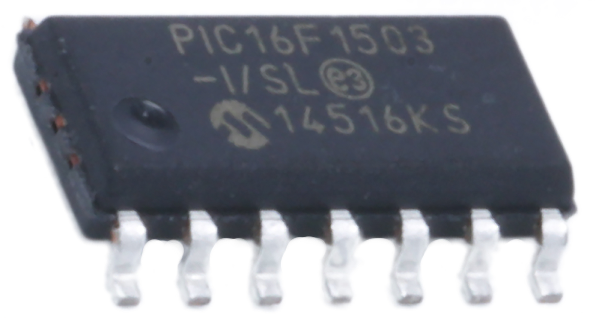 Microchip PIC16F1503-I/SL, 8 bit PIC, PIC16F1503 Microcontroller, 20 MHz, 3.5kB FLASH, 14-Pin SOIC