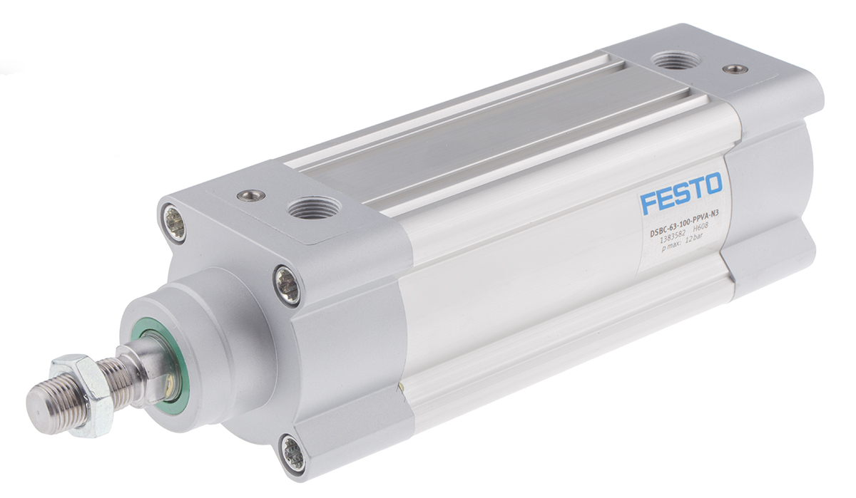 Festo Pneumatic Piston Rod Cylinder - 1383582 63 mm Bore, 100 mm DSBC Series, Double Acting Acting
