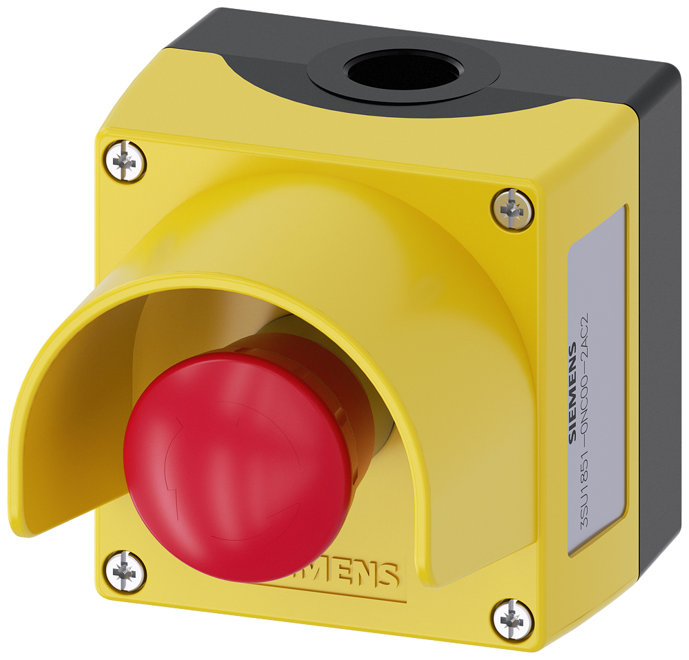 Siemens SIRIUS ACT 3SU18 Series Twist Release Emergency Stop Push Button, Surface Mount, 22mm Cutout, SPDT, IP66, IP67,