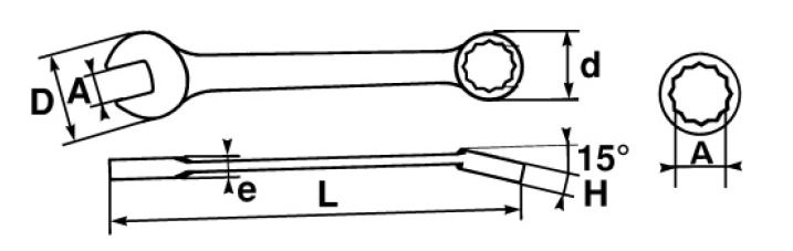 SAM Combination Spanner, 27mm, 1 1/16in, Metric, Height Safe, Double Ended, 285 mm Overall