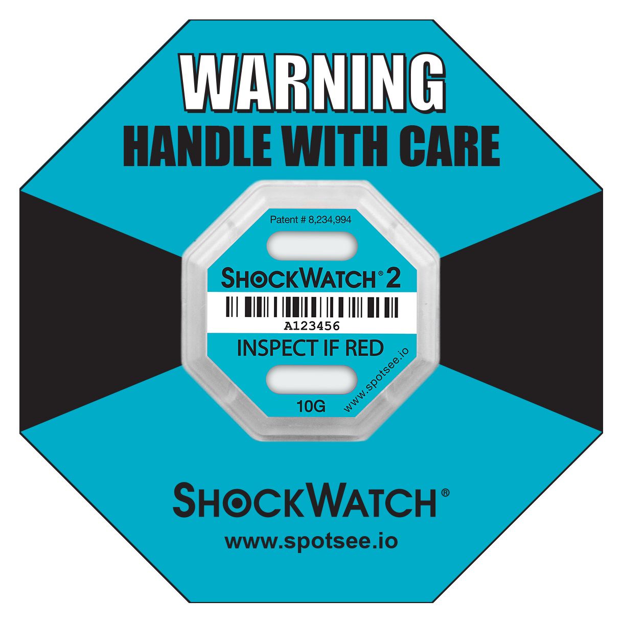 SpotSee Shock Label 6.35mm x 42.93mm, 10