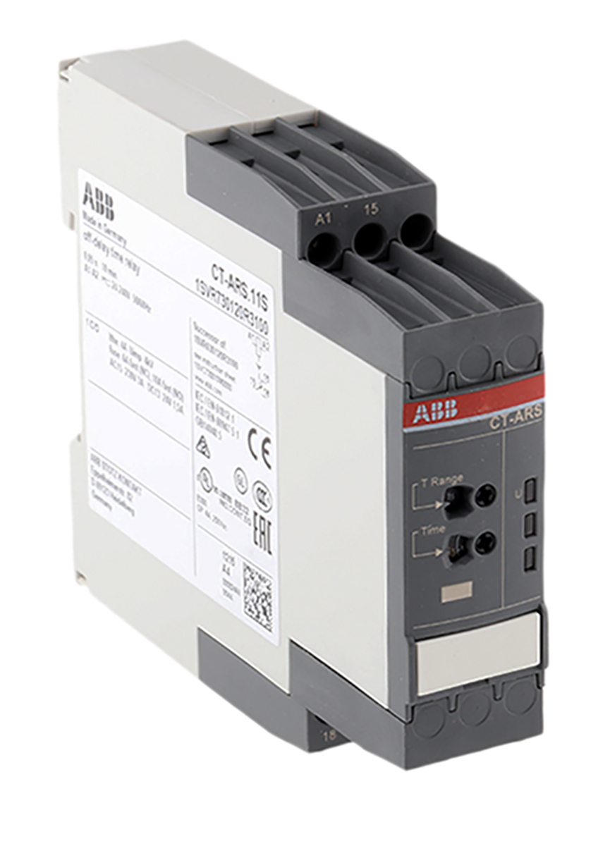 ABB DIN Rail Mount Timer Relay, 24 → 240V ac/dc, 1-Contact, 0.05 s → 10min, 1-Function, SPDT
