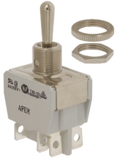 APEM Toggle Switch, Panel Mount, On-On, DPDT, Solder Terminal