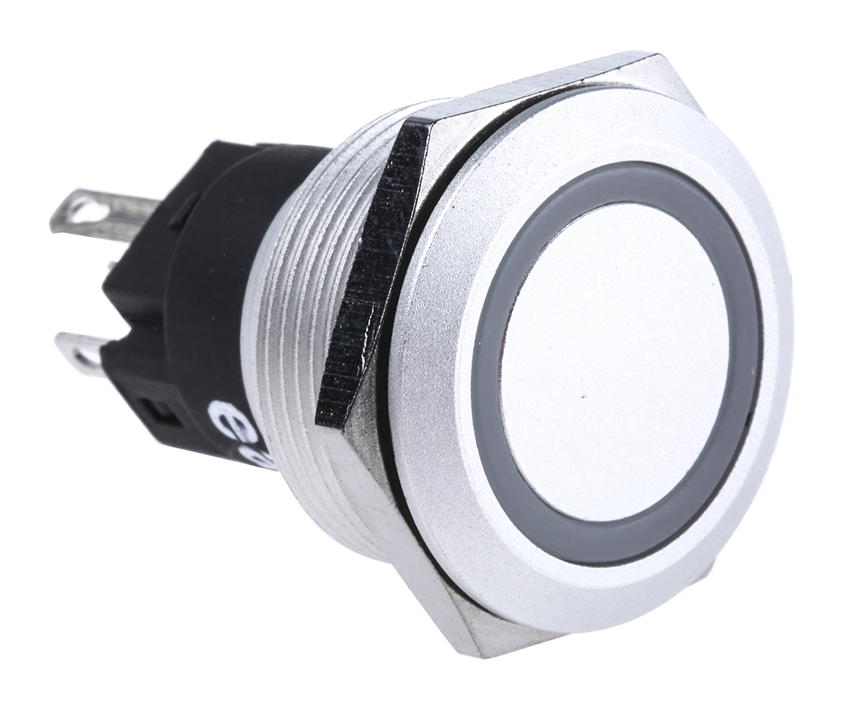 EAO 82 Series Illuminated Push Button Switch, Momentary, Panel Mount, 22.3mm Cutout, SPDT, Red LED, 240V, IP65, IP67