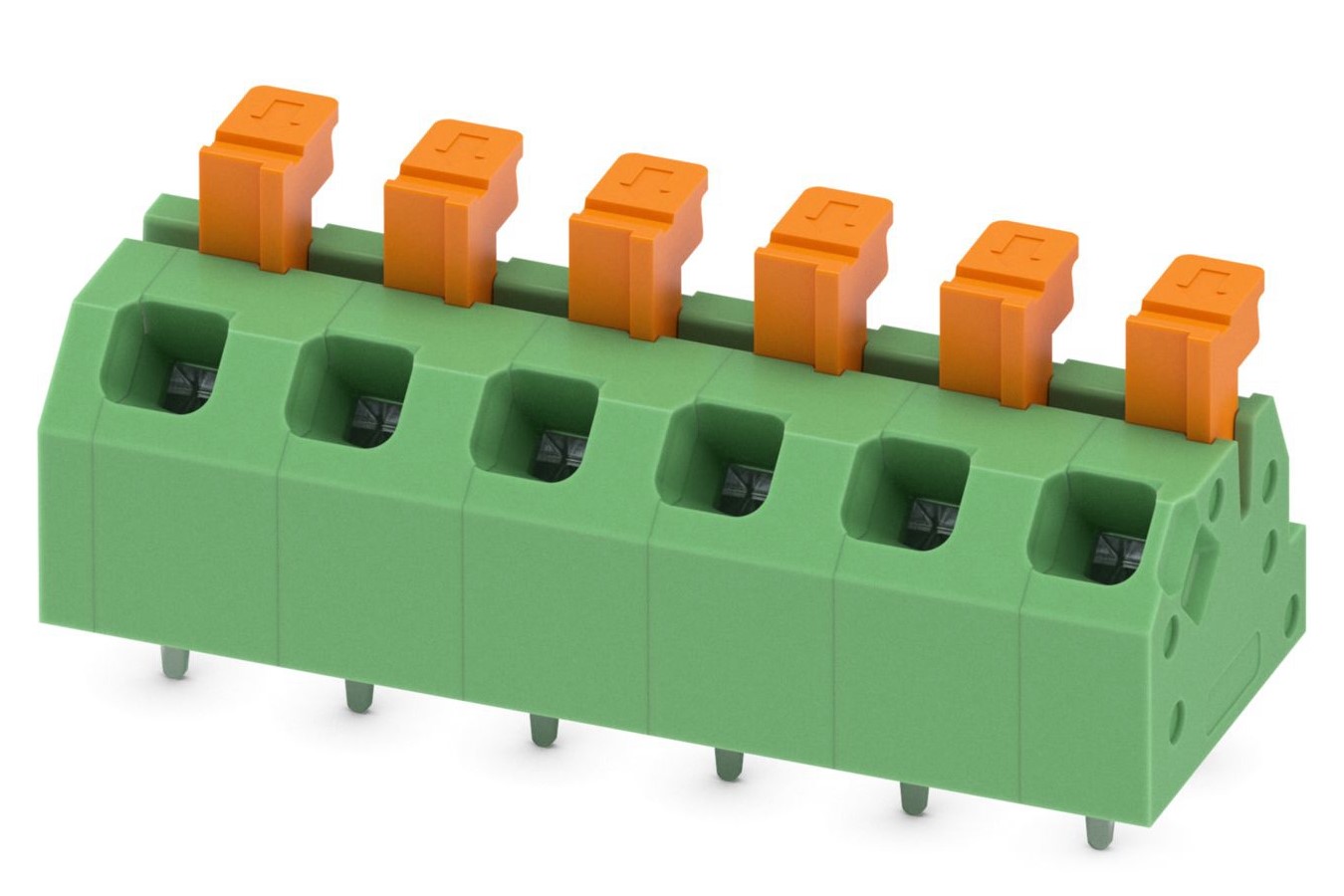 Phoenix Contact SPTAF 1/ 6-5.0-LL Series PCB Terminal Block, 6-Contact, 5mm Pitch, Through Hole Mount, 1-Row
