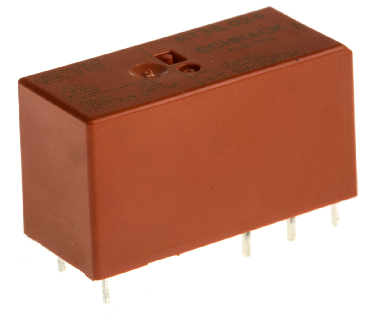 TE Connectivity PCB Mount Power Relay, 24V dc Coil, 16A Switching Current, SPDT