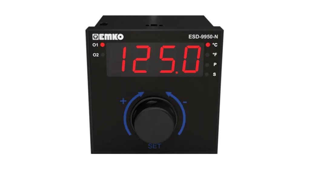 Emko ESD Panel Mount PID Temperature Controller, 96x96x100mm 1 Input, 2 Output Relay, SSR Driver, 230 V ac Supply