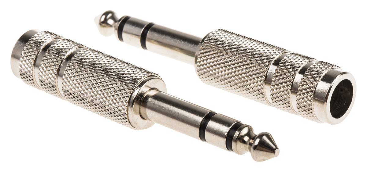 RS PRO Jack Connector 6.35 mm Cable Mount Stereo Plug, 3Pole
