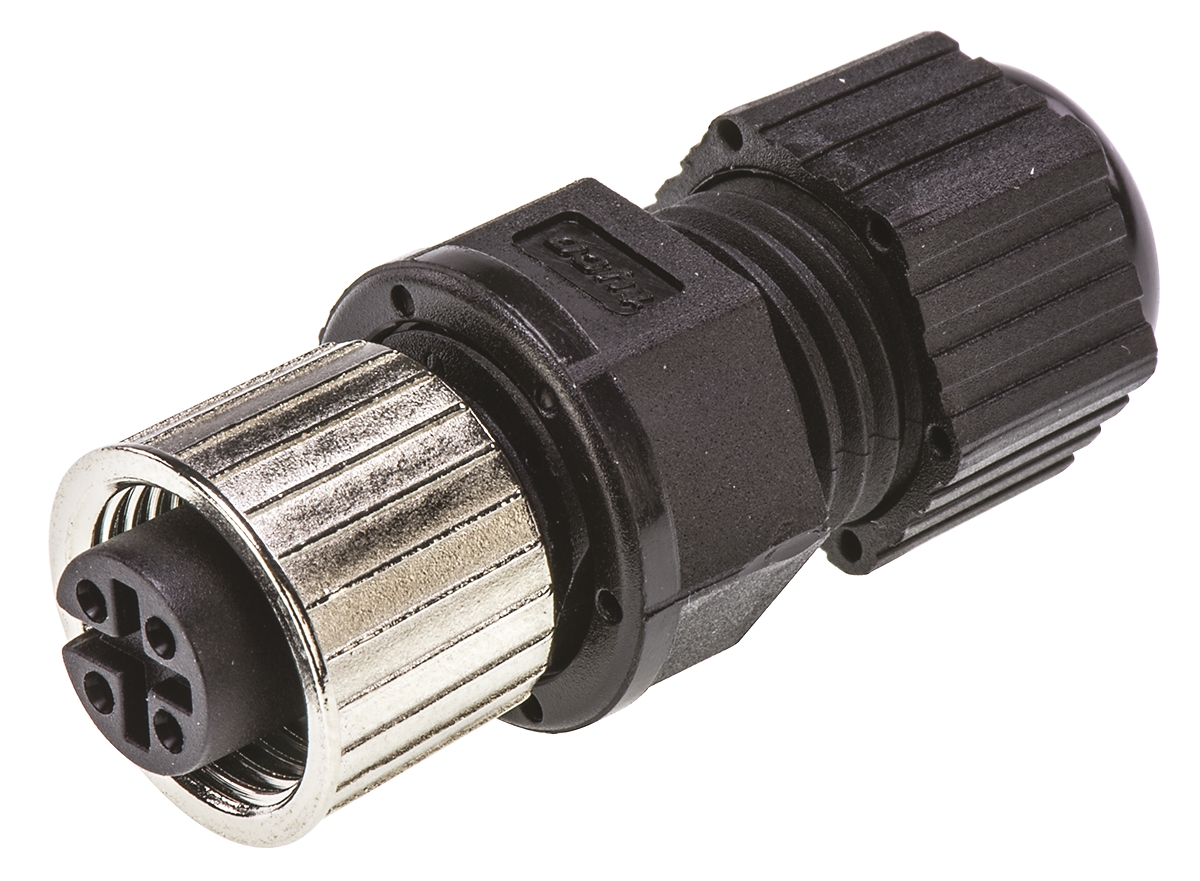 TE Connectivity Circular Connector, 4 Contacts, Cable, M12 Connector, Socket, Female, IP67, M12 Series