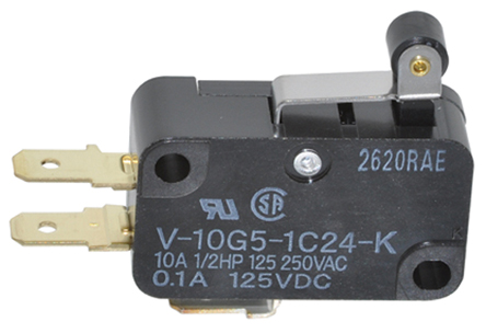 Omron Short Hinge Roller Lever Micro Switch, Quick Connect Terminal, 10 A @ 250 V ac, SP-CO, IP40