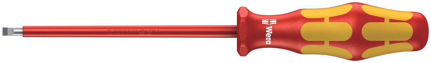 Wera Slotted Insulated Screwdriver, 3,5 mm Tip, 100 mm Blade, VDE/1000V, 181 mm Overall